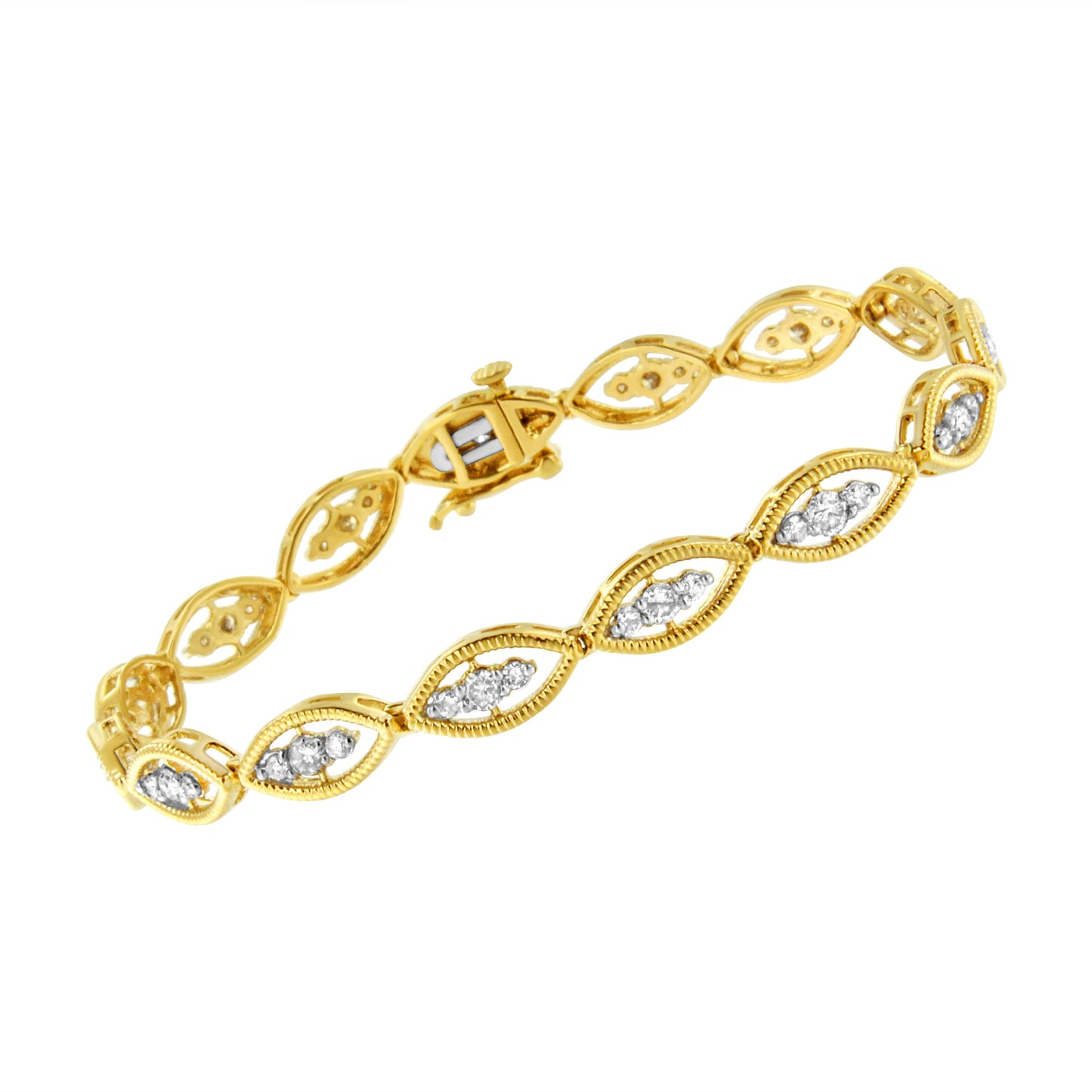 Gelbgold über 1,0-Karat-Diamant-Link-Armband aus Sterlingsilber