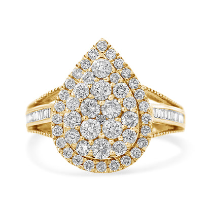 Cocktailring aus Gelbgold über Silber mit Diamant (1 1/2 ct), Größe 7