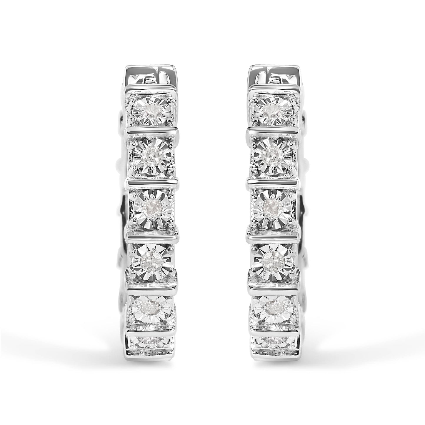 Eternity Hoops aus Silber mit 1/2-karätigem Diamantbarren und einer Platte