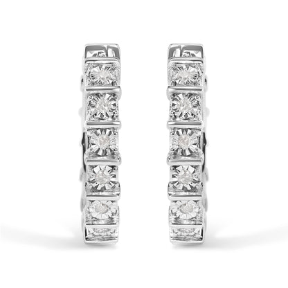 Eternity Hoops aus Silber mit 1/2-karätigem Diamantbarren und einer Platte