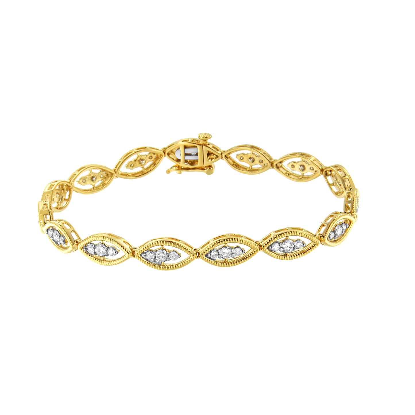 Gelbgold über 1,0-Karat-Diamant-Link-Armband aus Sterlingsilber