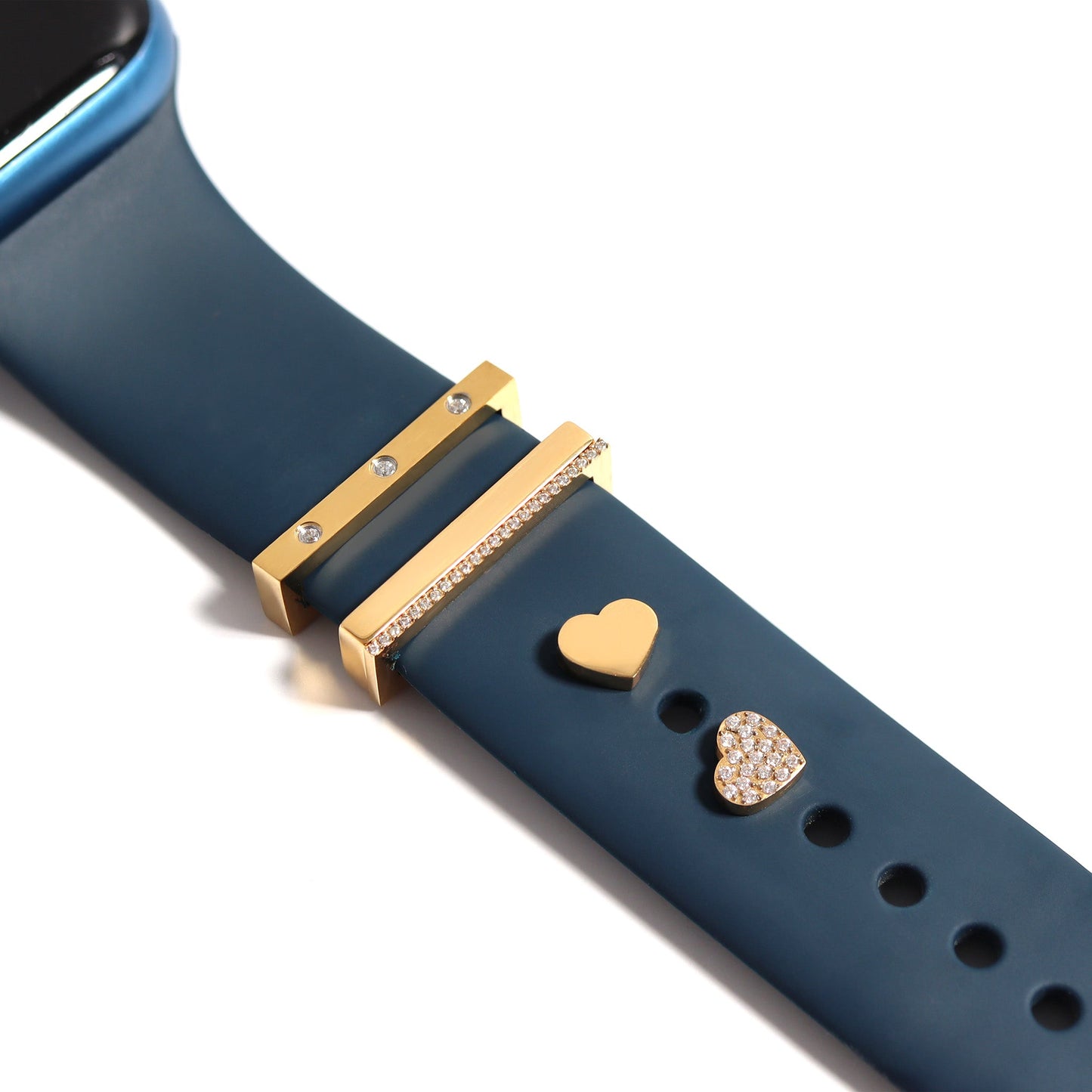 Stainless Steel Engravable 2 Piece Heart Smart Watch Charm Set / SBB0361