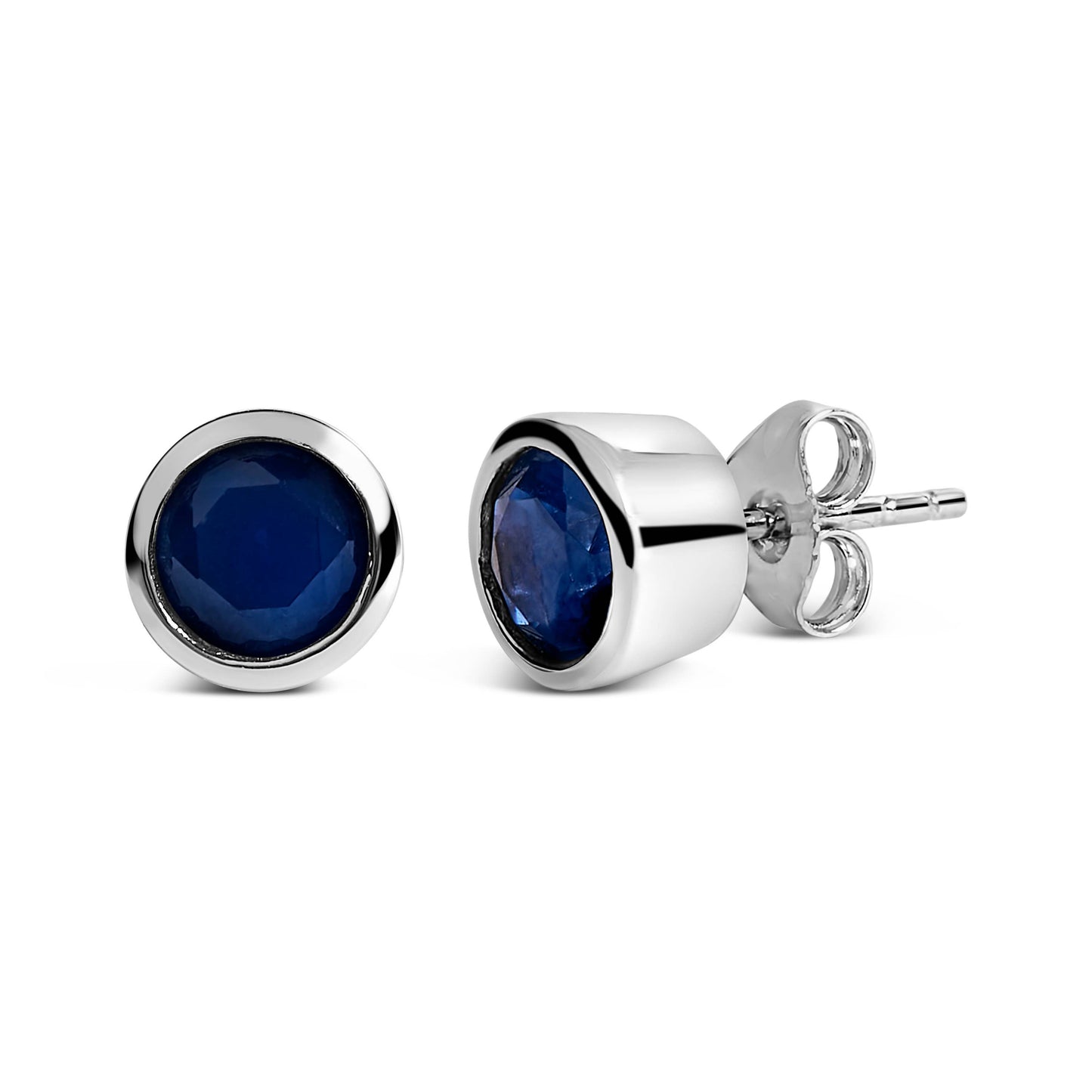 Sterlingsilber 6MM Blaue Saphir Solitär Ohrstecker