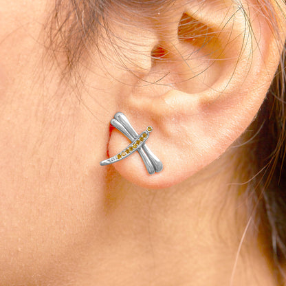 Ohrstecker aus Sterlingsilber mit gelbem Diamantakzent in Libellenform