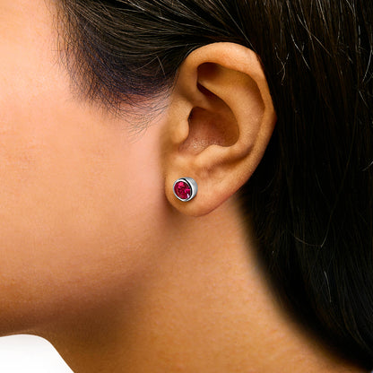 Sterlingsilber 6MM Rote Rubin Solitär Ohrstecker