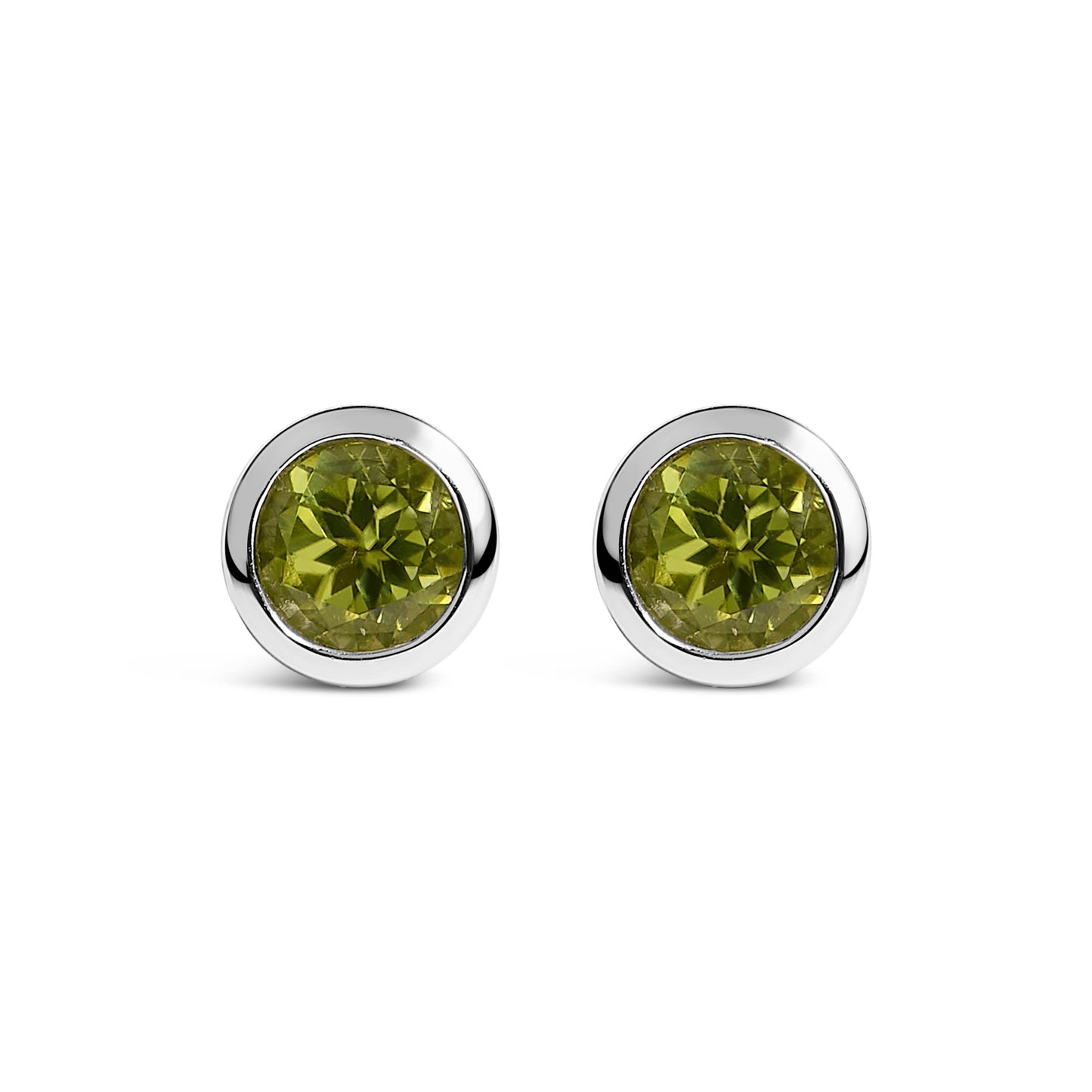Sterlingsilber 6MM Grüner Peridot Solitär Ohrstecker