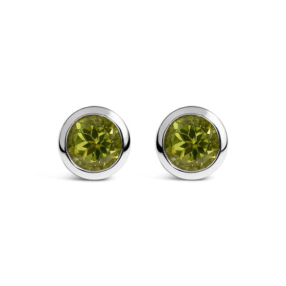 Sterlingsilber 6MM Grüner Peridot Solitär Ohrstecker