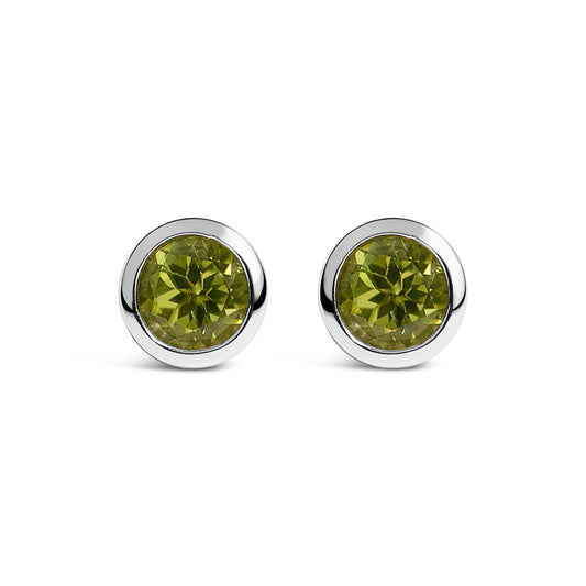 Sterlingsilber 6MM Grüner Peridot Solitär Ohrstecker