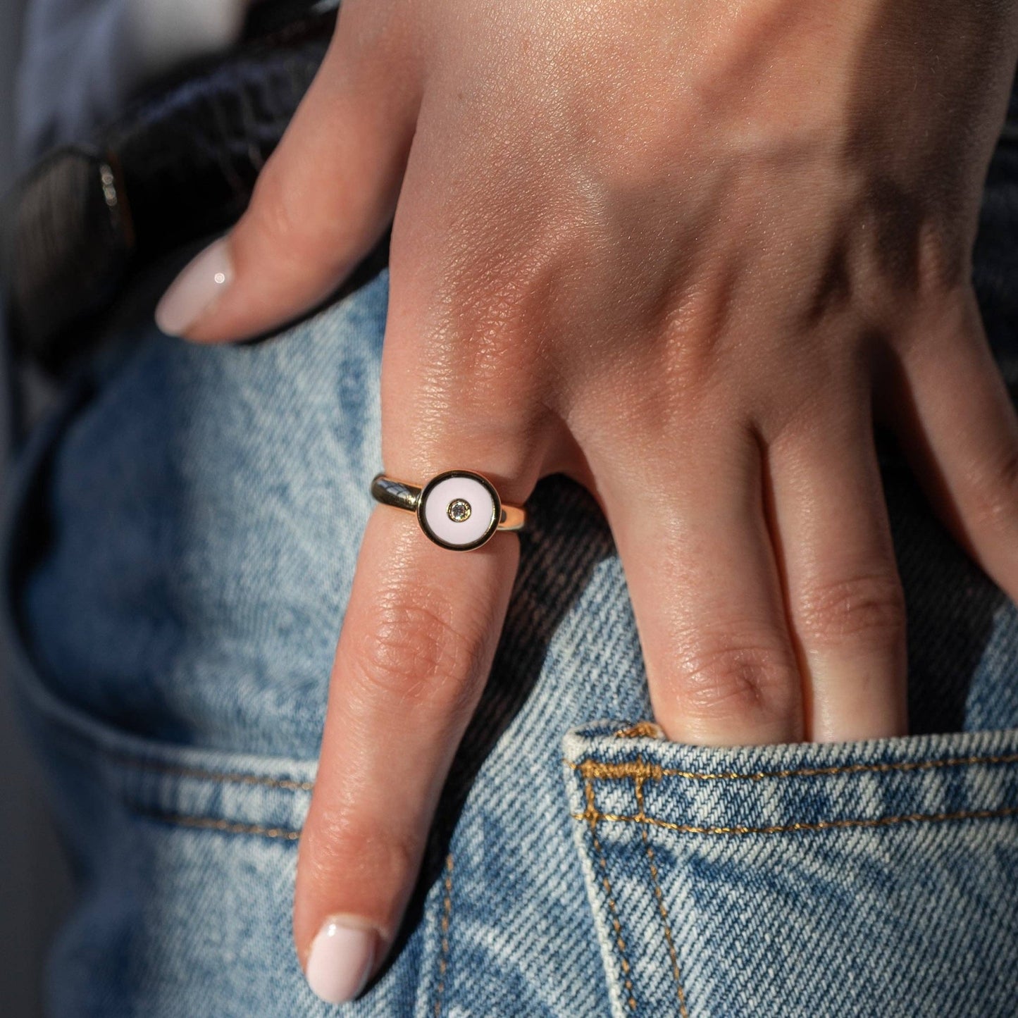 Balia Ring aus weißer Emaille - Gioielli d'Oro