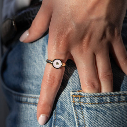 Balia Ring aus weißer Emaille - Gioielli d'Oro