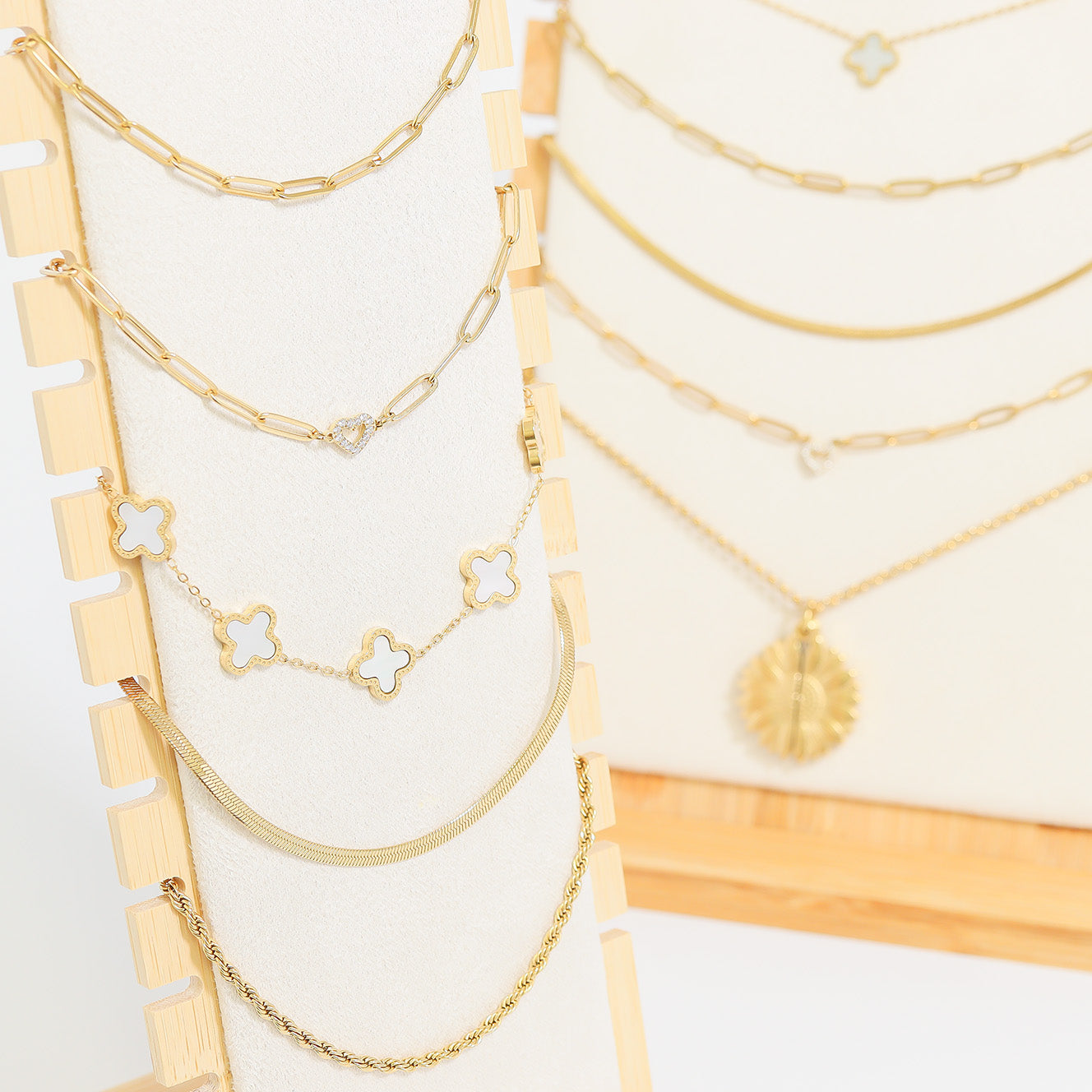 18K Gold PVD Stainless Steel Stone "Heart" Paperclip Chain Necklace / CHN9976