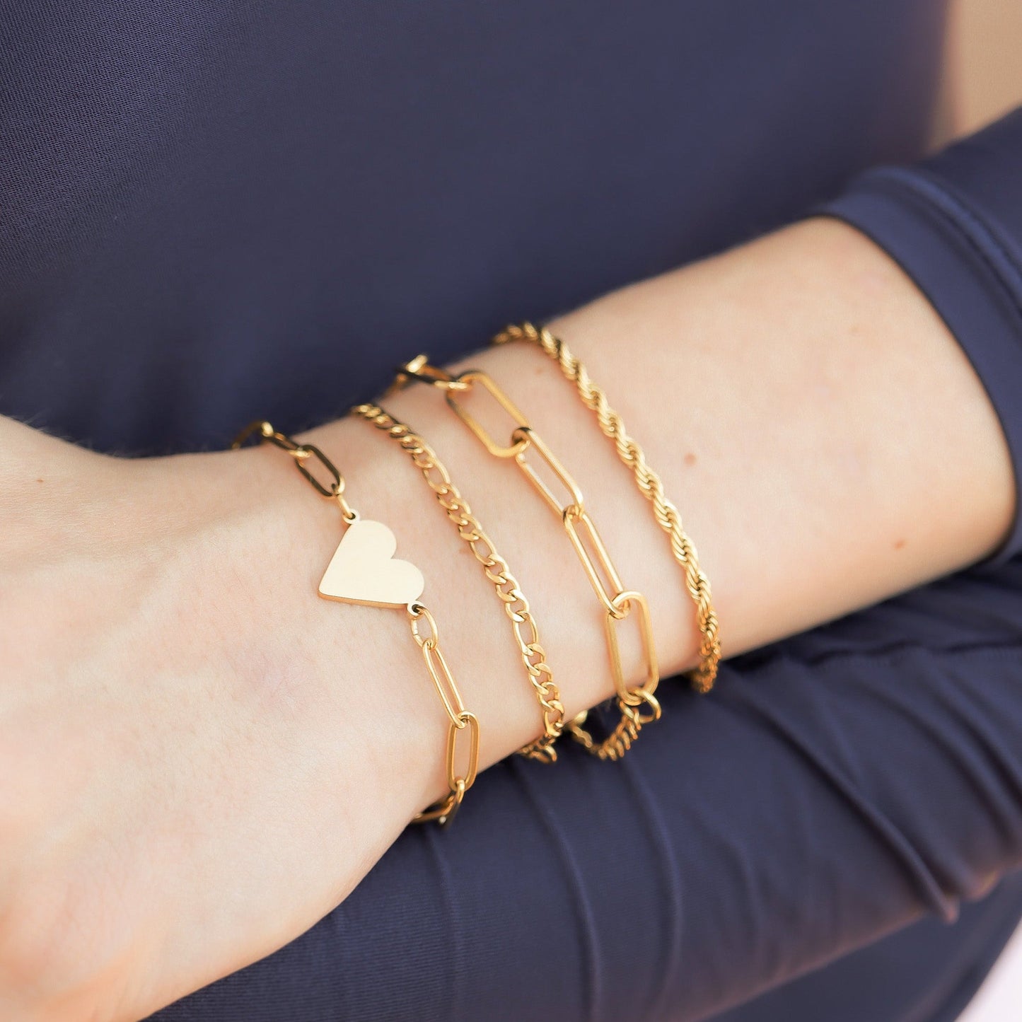 18K Gold PVD Stainless Steel Figaro Chain Bracelet or Anklet / BRJ9097