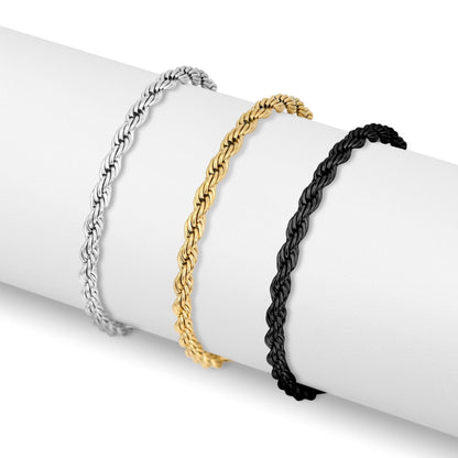 18K Gold PVD Stainless Steel Rope Chain Bracelet/Anklet / BRJ1000