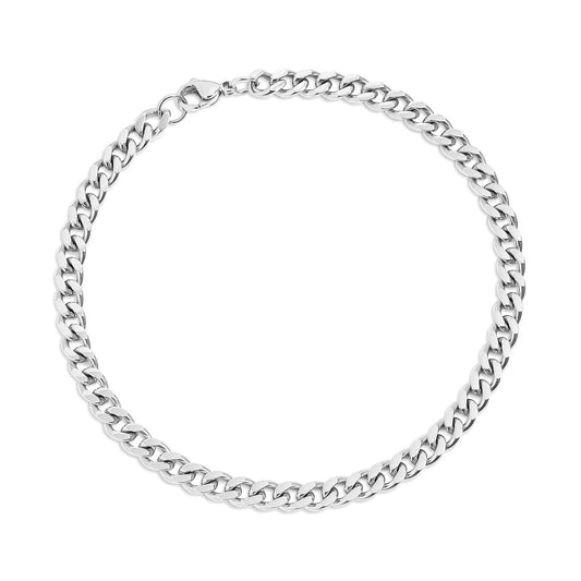 Stainless Steel Diamond Cut Curb Chain Bracelet or Anklet / BRJ9095