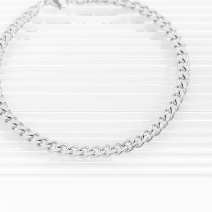 Stainless Steel Diamond Cut Curb Chain Bracelet or Anklet / BRJ9095