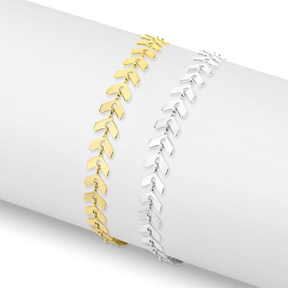 18K Gold PVD Stainless Steel Chevron Bracelet or Anklet / BRJ9099
