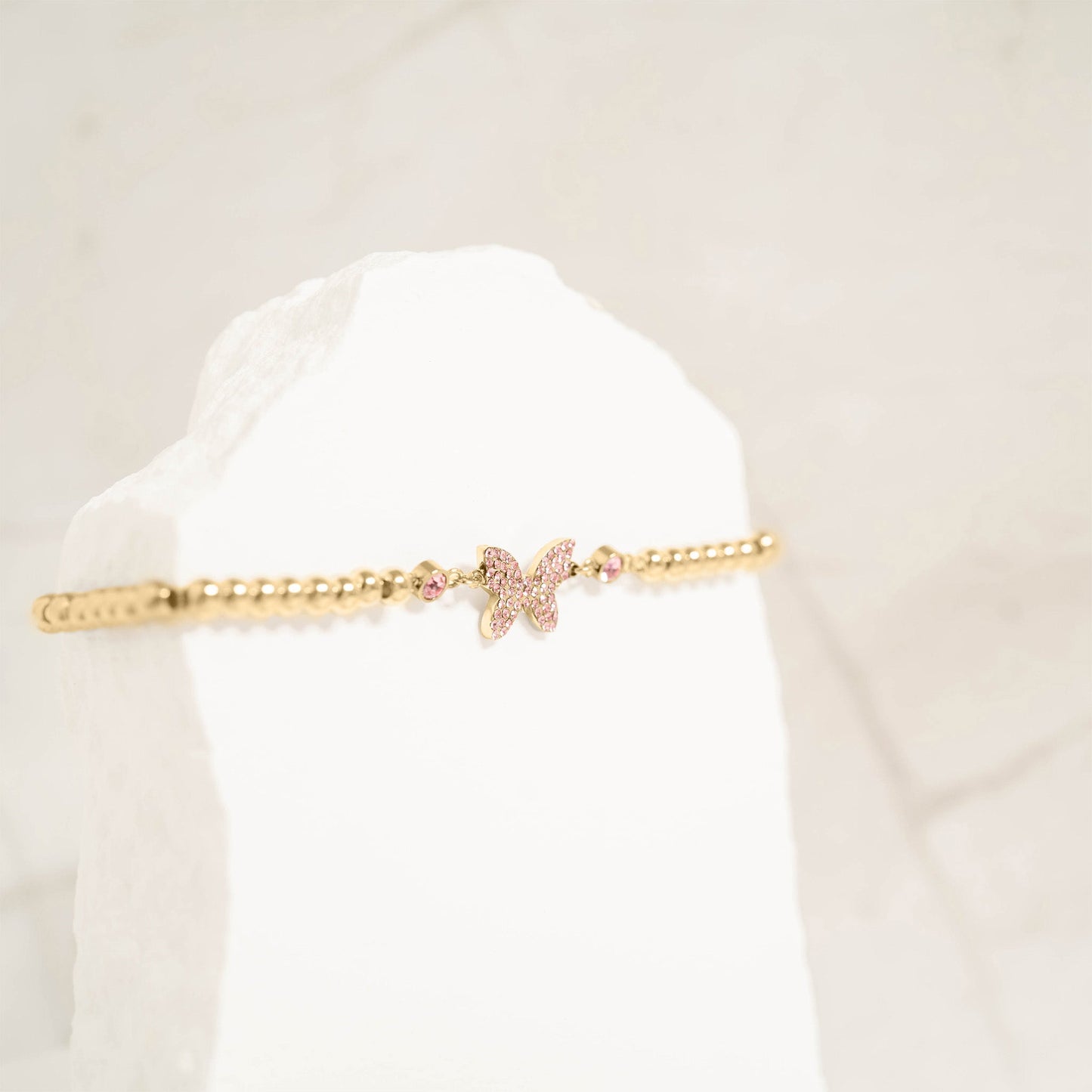 18K Gold PVD Stainless Steel Butterfly Stretch Bracelet / BRJ1074