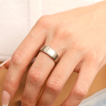 Stainless Steel Blank Ring Brushed Flat Center Polished Edge / CFR0002