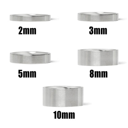 Stainless Steel Brushed Flat Edge Blank Ring / CFR7009