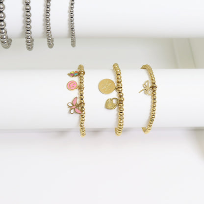 18K Gold PVD Stainless Steel Sunburst Heart Lock Charm / PDL0022