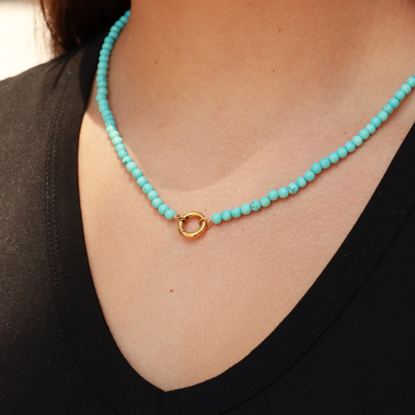 Semi Precious Natural Stone Charm Keeper Necklace / SBB0305