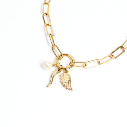 18K Gold PVD Stainless Steel Small Angel Wing Charm / PDL0105
