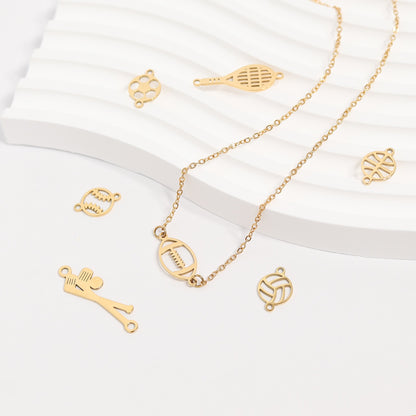 18K Gold PVD Stainless Steel Loop Connector Chain Necklace / CHN9964