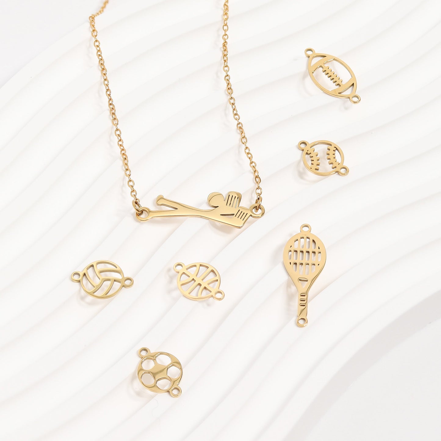 18K Gold PVD Stainless Steel Tennis Connector Charm / PDL0163