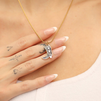 18K Gold PVD Stainless Steel Epoxy Cowboy Boot Charm / PDL0207