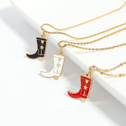 18K Gold PVD Stainless Steel Epoxy Cowboy Boot Charm / PDL0207