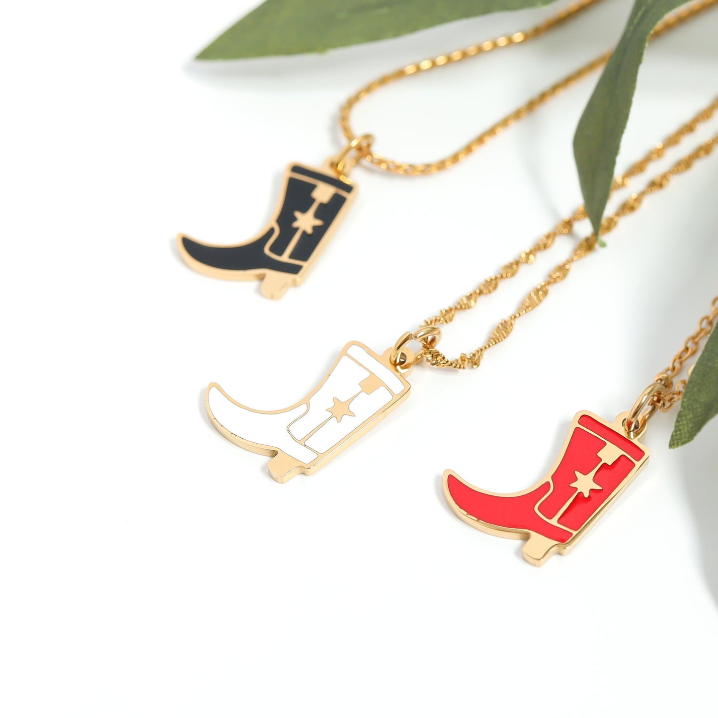 18K Gold PVD Stainless Steel Epoxy Cowboy Boot Charm / PDL0207