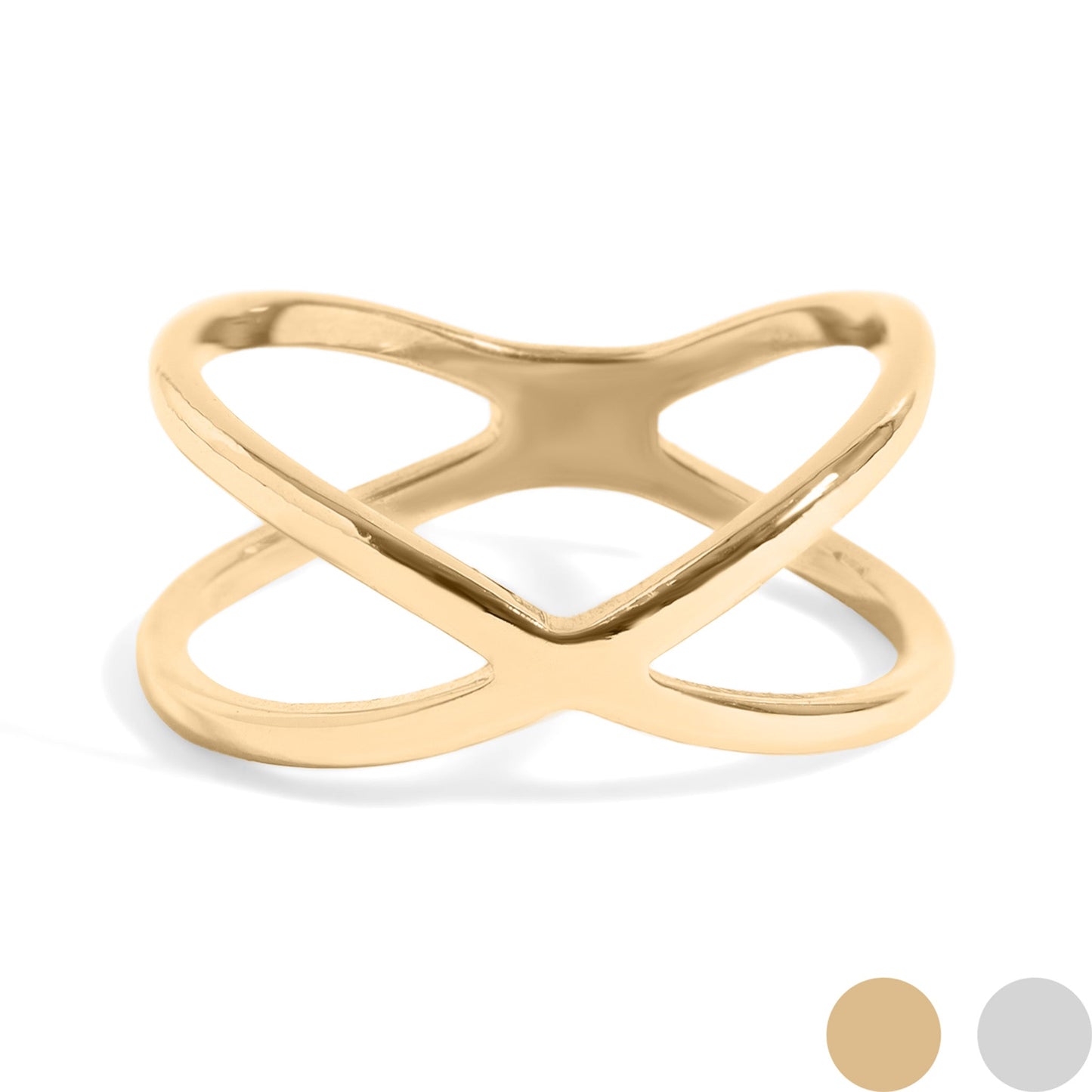 18K Gold PVD Stainless Steel Atomic X Geometric Ring / KSS0006