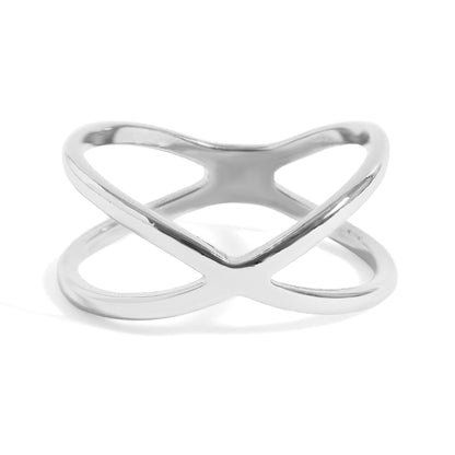 18K Gold PVD Stainless Steel Atomic X Geometric Ring / KSS0006