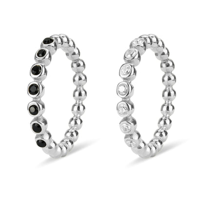 Stainless Steel Beaded CZ Stacking Ring / CSR0006