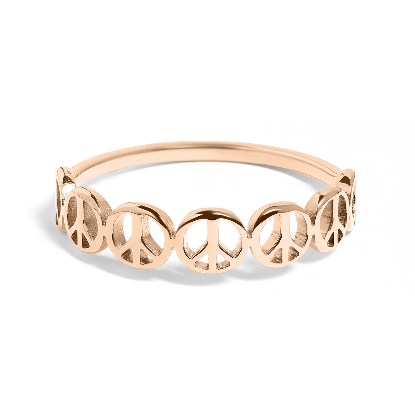 18K Gold PVD Stainless Steel Peace Sign Stacking Ring / CSR0011