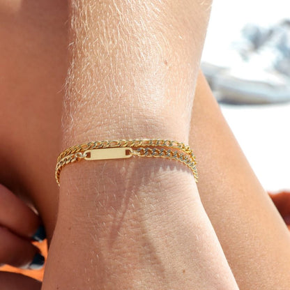 18K Gold PVD Stainless Steel Figaro Chain Bracelet or Anklet / BRJ9097