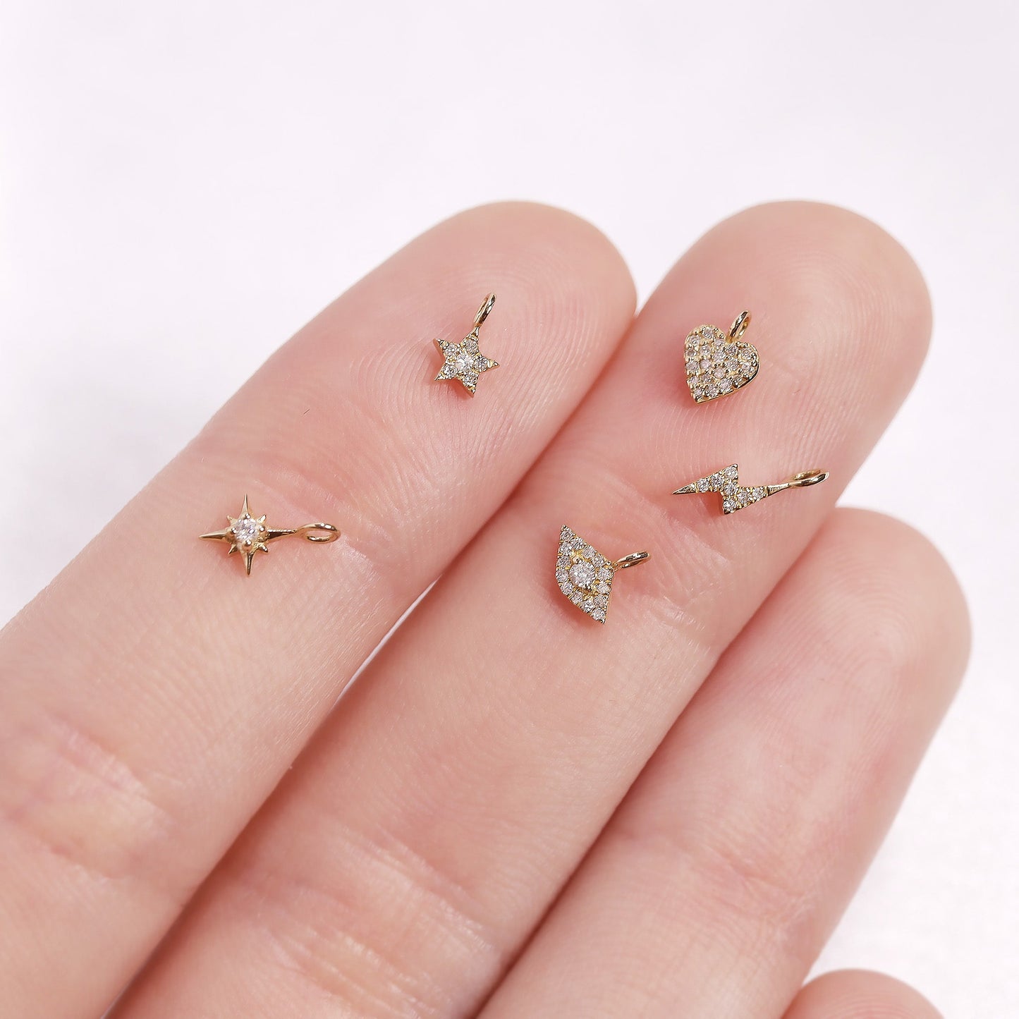 Permanent Jewelry 14K Solid Gold Diamond Compass Star Charm / PMJ1010