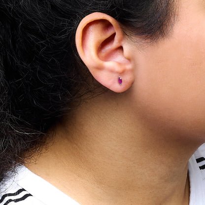 Solitär-Ohrstecker aus Silber, 1/2 Karat, rosa Rubin