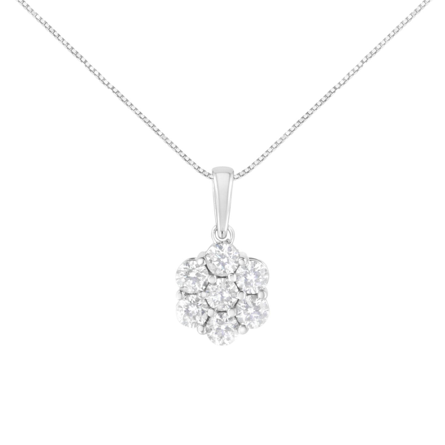 14 Karat Weißgold 2,0 Cttw Diamant 7 Stein 18 „Anhänger Halskette