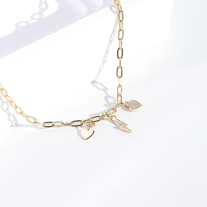 Permanent Jewelry 14K Solid Gold Diamond Heart Charm / PMJ1001