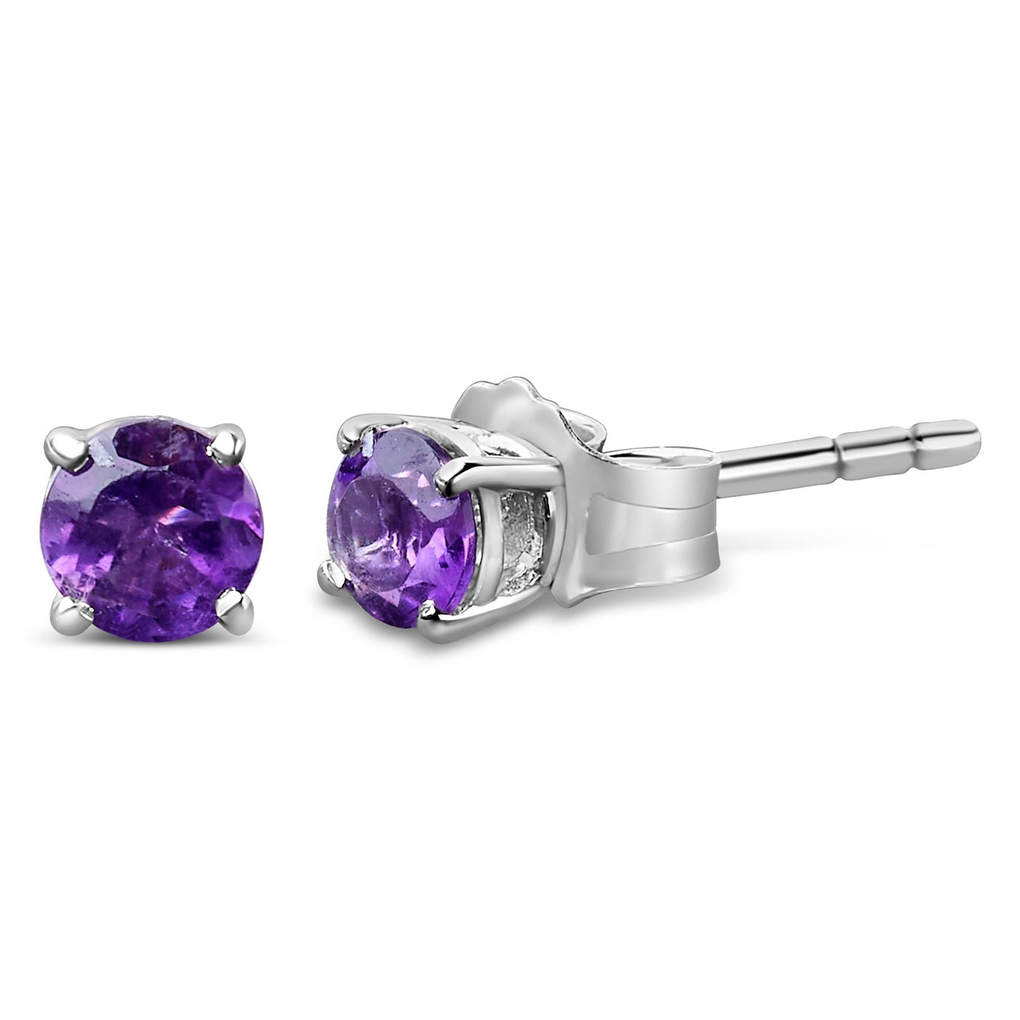Solitär-Ohrstecker aus 925er-Sterlingsilber, lila Amethyst