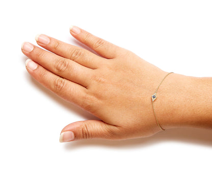 Evil Eye Station Armband aus 10-karätigem Gold mit blauem Saphir und Diamant