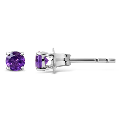 Solitär-Ohrstecker aus 925er-Sterlingsilber, lila Amethyst