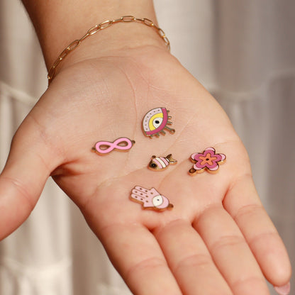 18K Gold PVD Stainless Steel Epoxy Pink And White Fish Charm / PDL0066