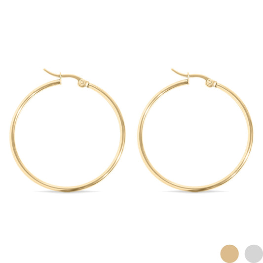 18K Gold PVD Stainless Steel Round Tube Hoop Earrings / ERJ2138