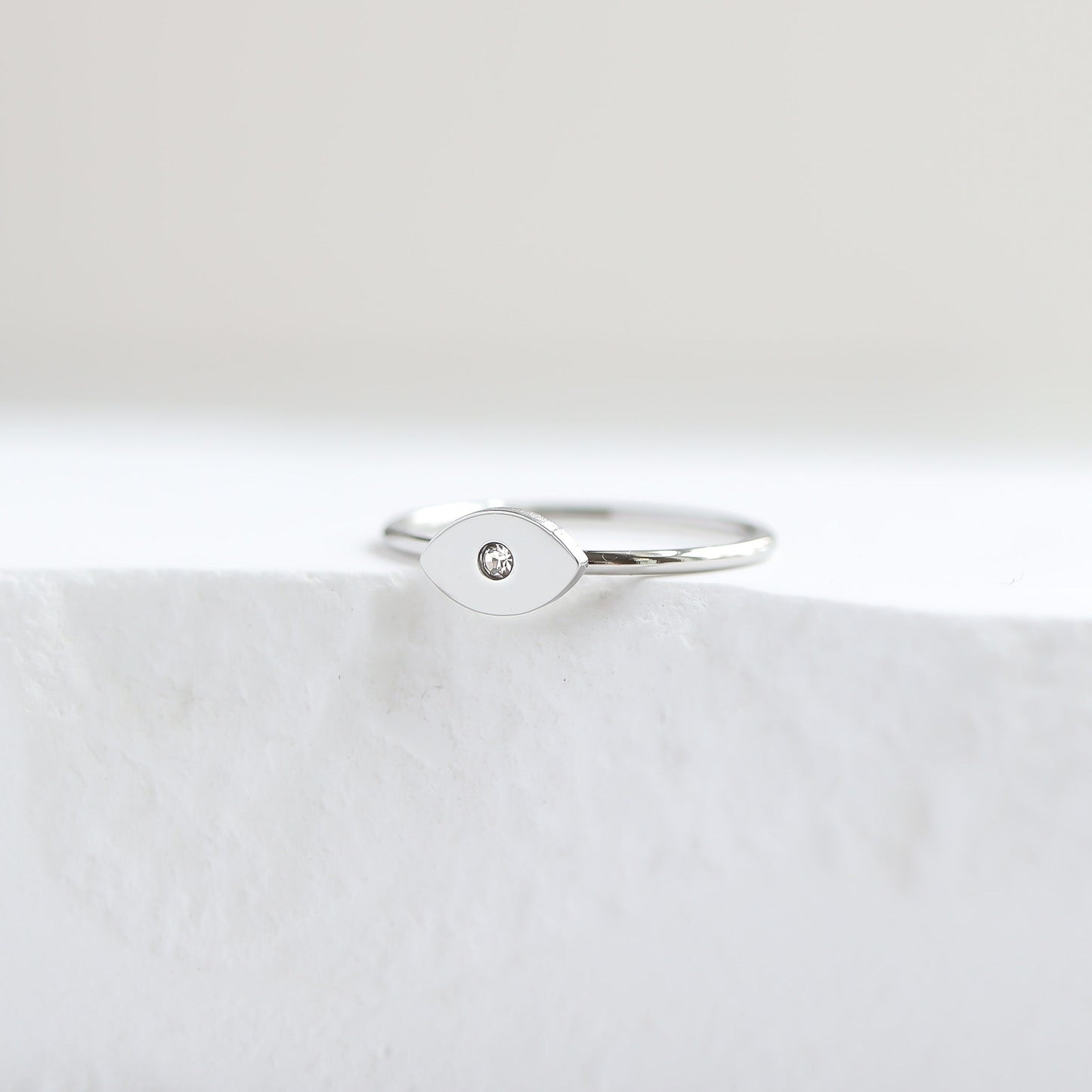 18K Gold PVD Stainless Steel CZ Stone Evil Eye Symbol Ring / ZRJ0004