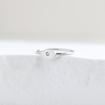 18K Gold PVD Stainless Steel CZ Stone Evil Eye Symbol Ring / ZRJ0004