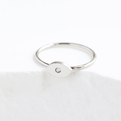 18K Gold PVD Stainless Steel CZ Stone Evil Eye Symbol Ring / ZRJ0004