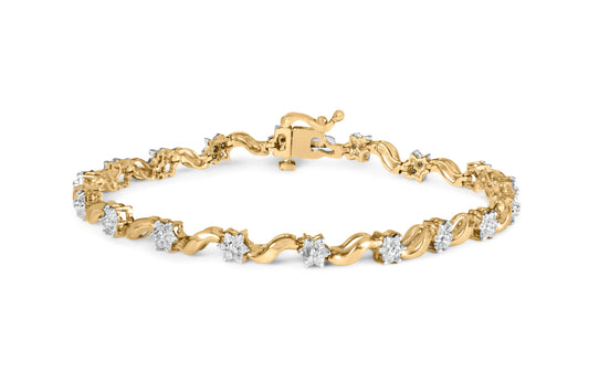 S-Link-Armband aus 10 Karat Gelbgold mit 1,0 Karat Diamant und Blumenmuster