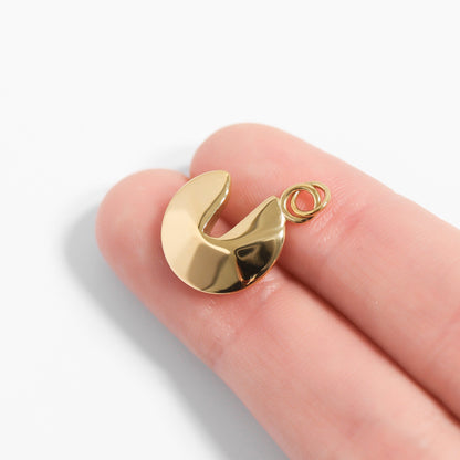 18K Gold PVD Stainless Steel Fortune Cookie Charm / PDL0194
